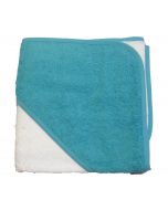 Baby badcape white/aqua blue