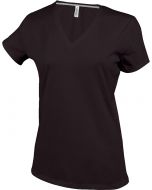 Ladies T-shirt V-neck chocolate