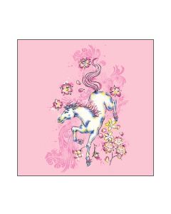 Perstransfer: White horse with flowers 25x36 - H1