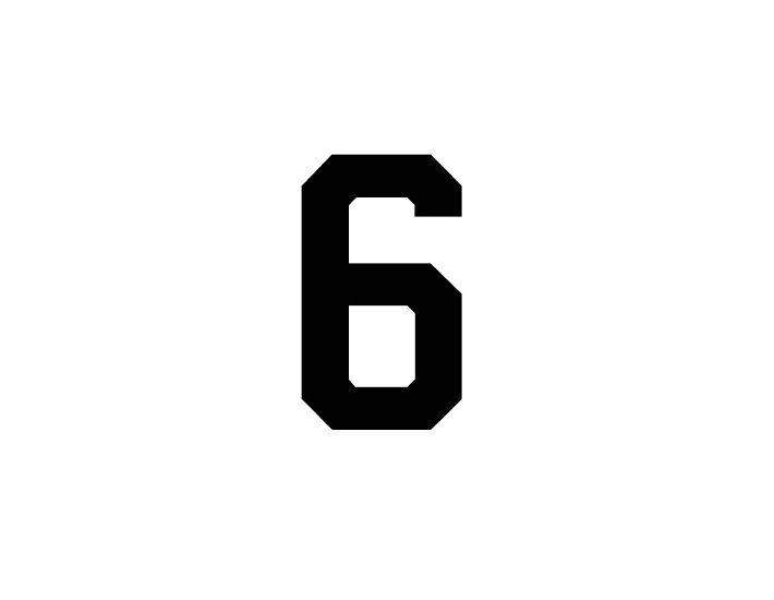 Cijfer 6, sportsblock, flockfolie 4 cm