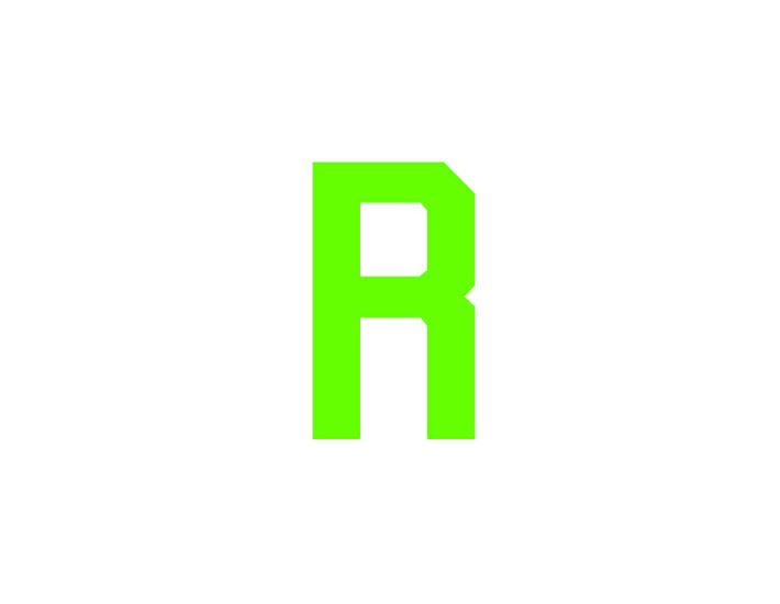 Letter R, sportsblock, flockfolie